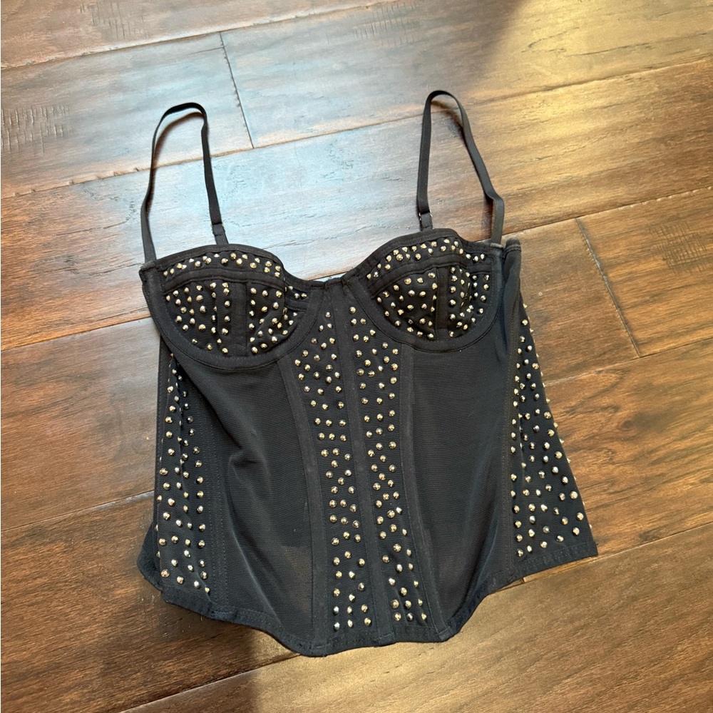 Urban outfitters Black Studded corset Top